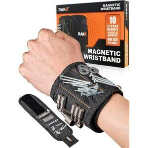 Magnetic Wristband for Holding Screws, Nails and Drill Bits for Men Made